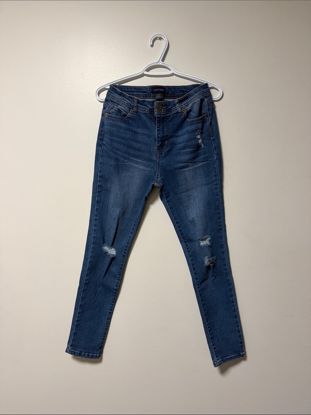Fashion Nova Dark Blue Skinny Ripped Jeans